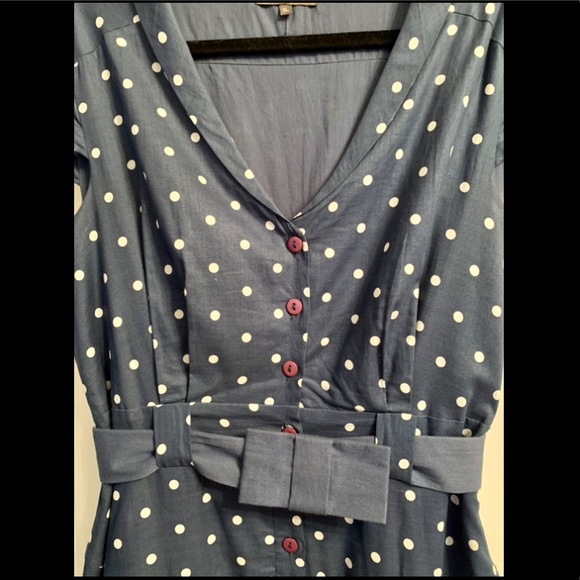 **One of a kind navy polka dot button dress** - Picture 3 of 11